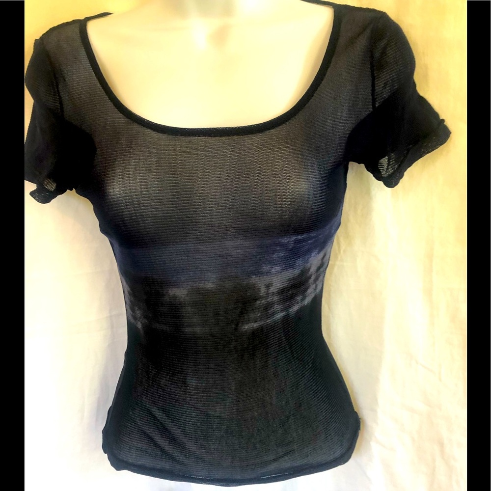 Navy blue sheer tie dye Tee shirt